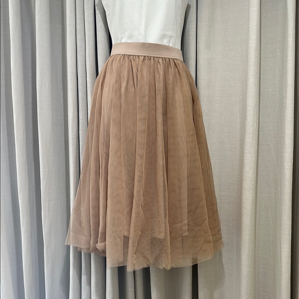 ONLY ASOS Tan Midi Pleated A-Line Skirt